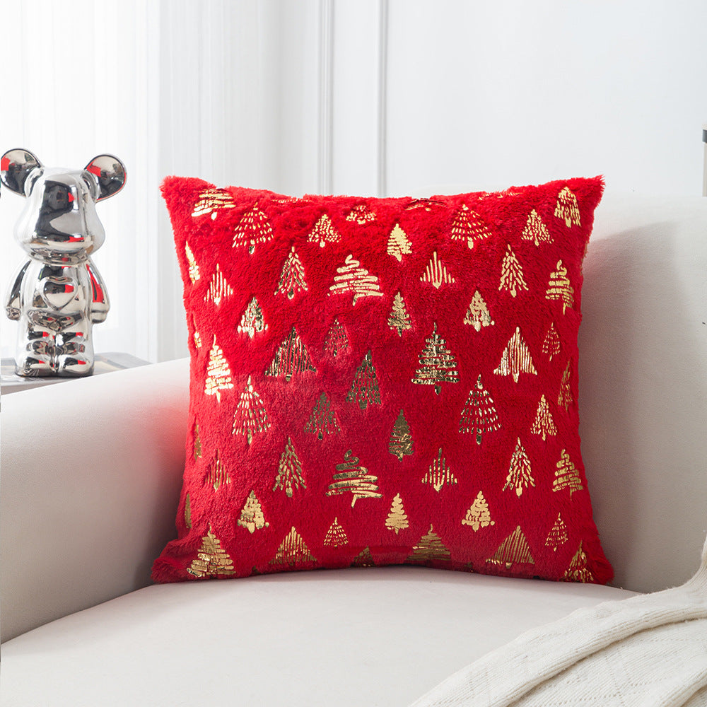 Christmas hot-stamping pillow cover with Christmas tree and snowflake silver-stamping, holiday decorative pillow cushion