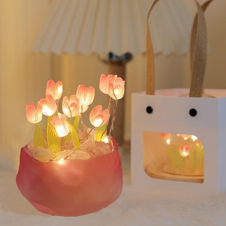 Pumpkin Cup Tulip Night Light DIY Handmade Gift for Girlfriend Valentine's Day Atmosphere Light
