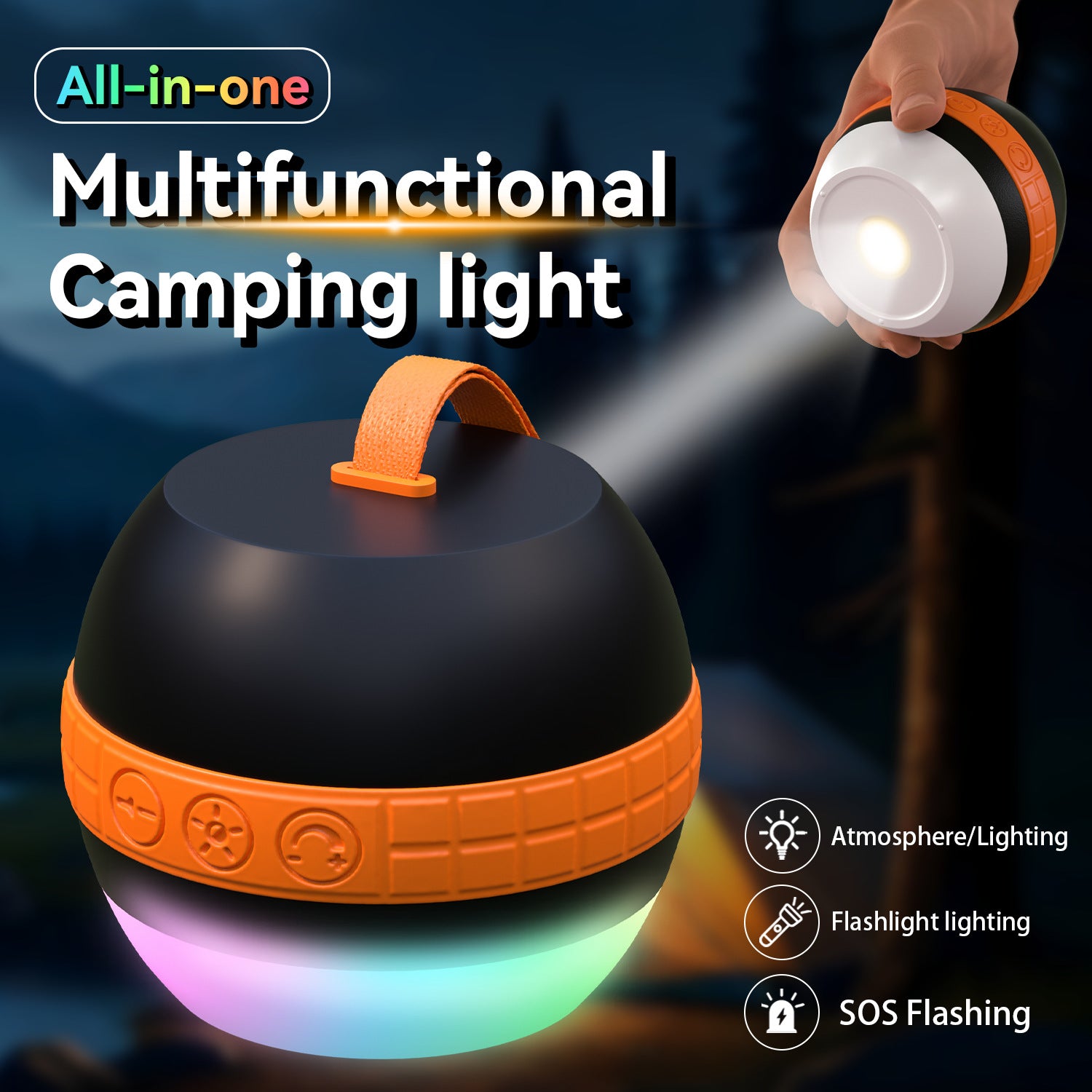 Camping Light Outdoor Portable Bluetooth Speaker Camping Light Tent Light Multifunctional Camping Light