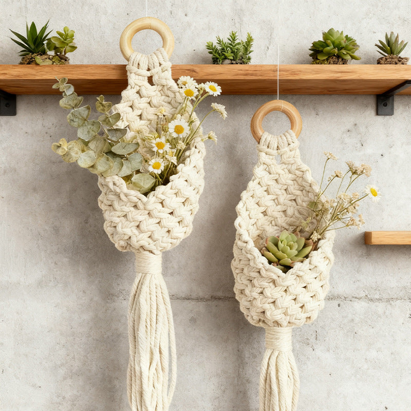 Cotton rope woven basket netting Wall tapestry