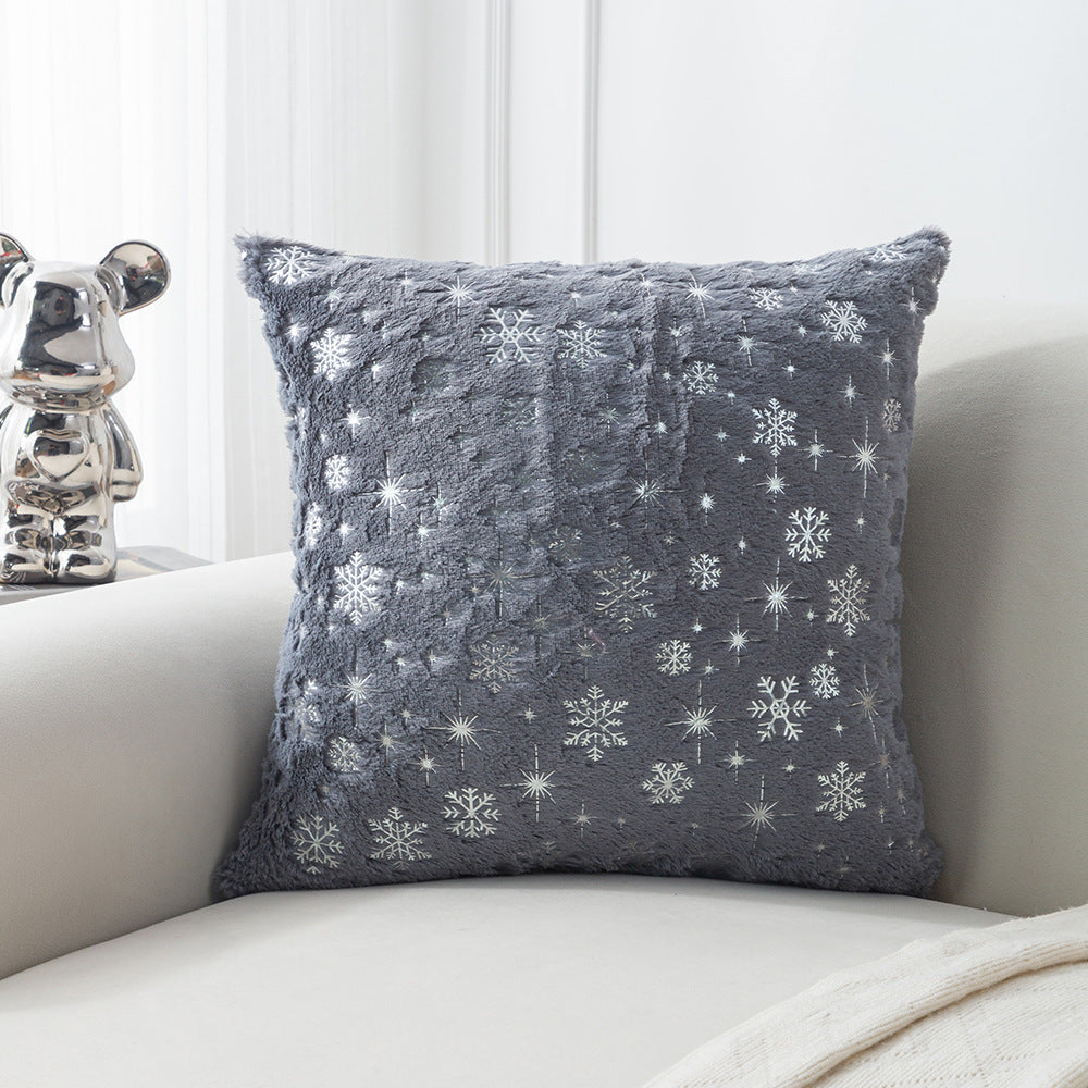 Christmas hot-stamping pillow cover with Christmas tree and snowflake silver-stamping, holiday decorative pillow cushion