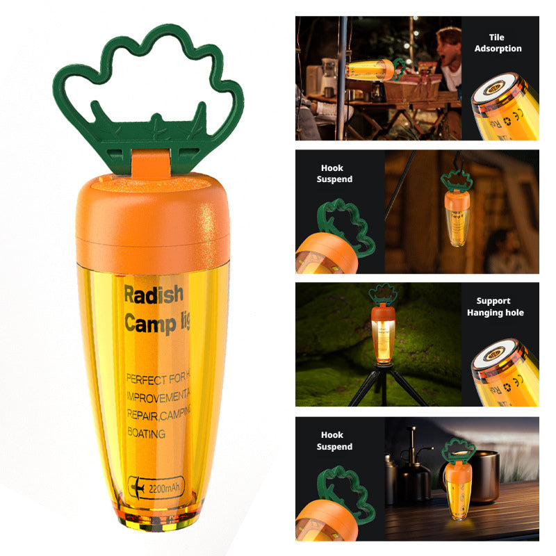 New Camping Light Ultra-Long Battery Life Radish Light Magnetic Camping Light USB Rechargeable Outdoor Tent Night Light