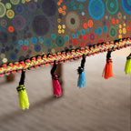 Colored tassel tablecloth with printed pattern, dust-proof and water-resistant