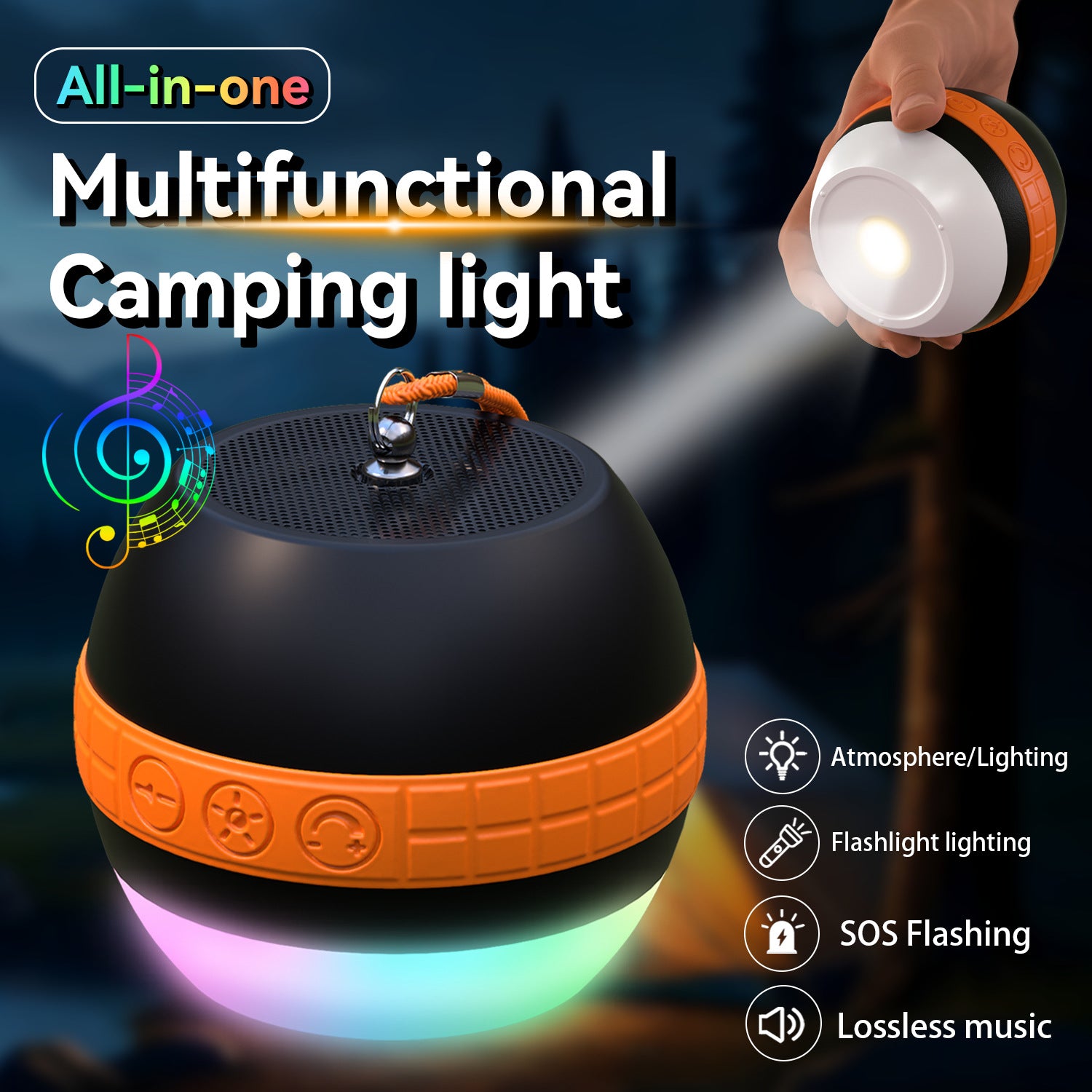 Camping Light Outdoor Portable Bluetooth Speaker Camping Light Tent Light Multifunctional Camping Light