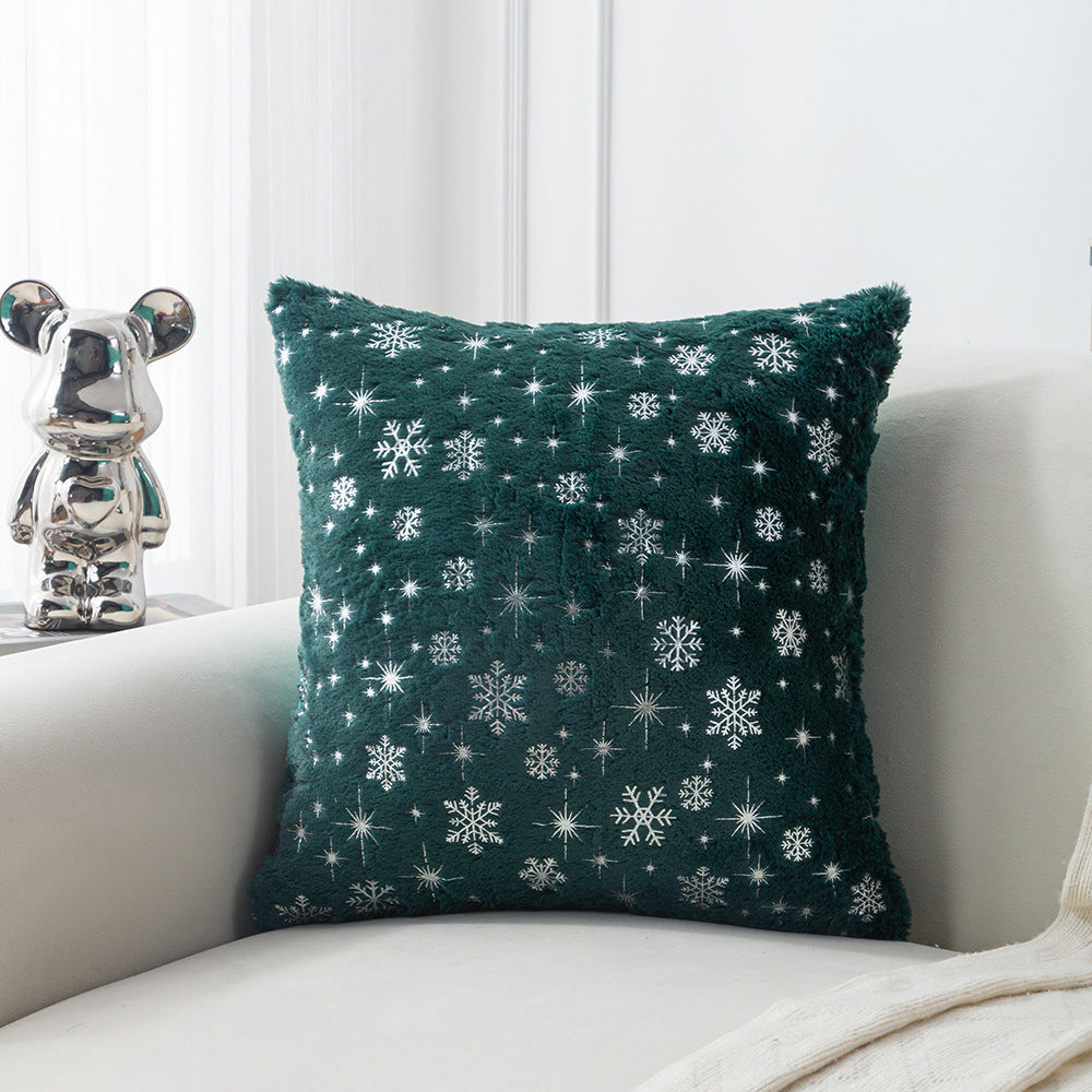 Christmas hot-stamping pillow cover with Christmas tree and snowflake silver-stamping, holiday decorative pillow cushion