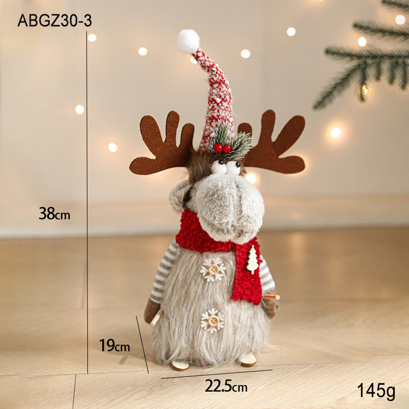 New Cartoon Plush Reindeer Ornament Retractable Christmas Doll Large Plush Toy Gift Decoration