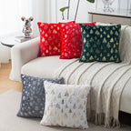 Christmas hot-stamping pillow cover with Christmas tree and snowflake silver-stamping, holiday decorative pillow cushion