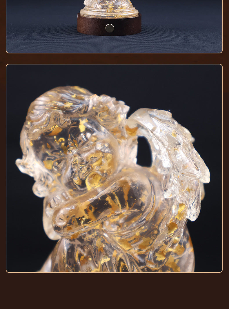 Transparent resin angel figurine, table lamp, adjustable lighting