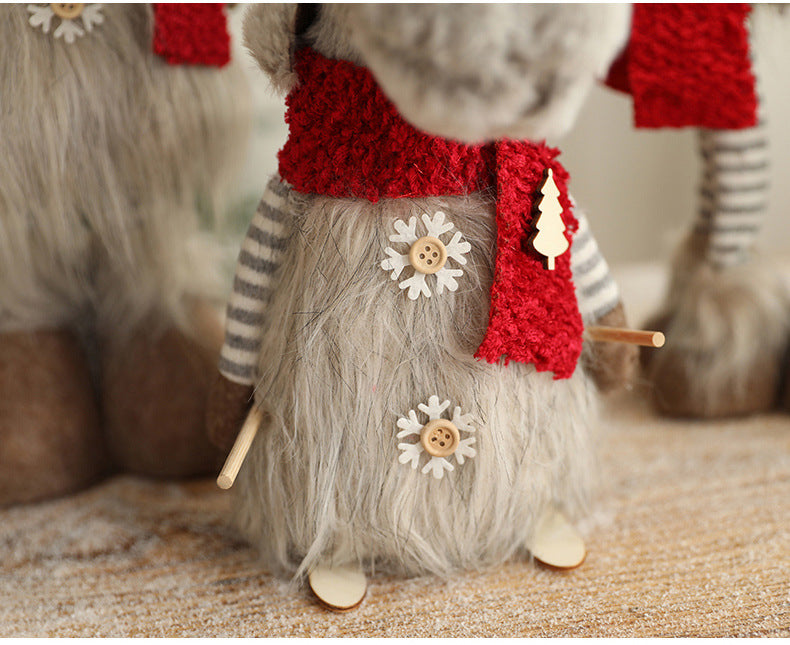 New Cartoon Plush Reindeer Ornament Retractable Christmas Doll Large Plush Toy Gift Decoration