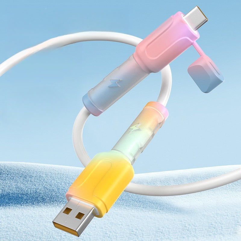 Silicone charging cable protector features pull-resistant and leakage-proof protection