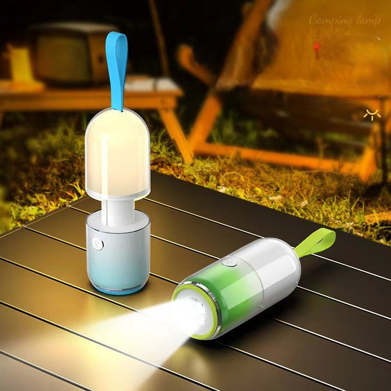 Creative Outdoor Pill Camping Light Portable Flashlight Three-Level Night Light Rechargeable Long-Lasting Lighting Lamp