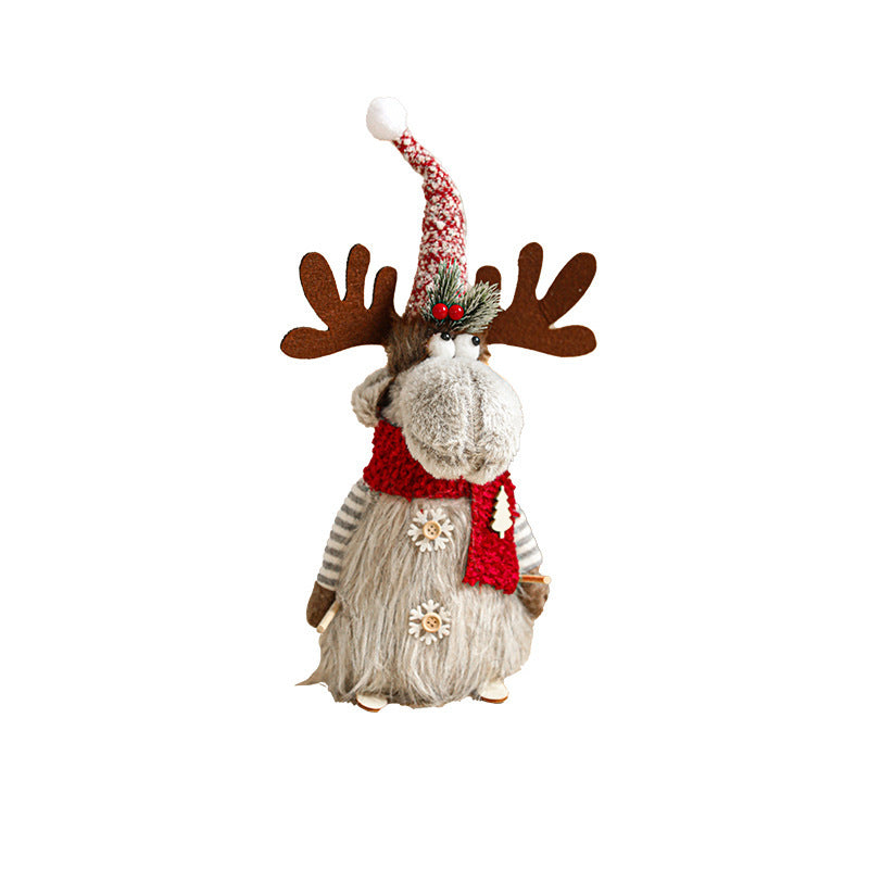 New Cartoon Plush Reindeer Ornament Retractable Christmas Doll Large Plush Toy Gift Decoration