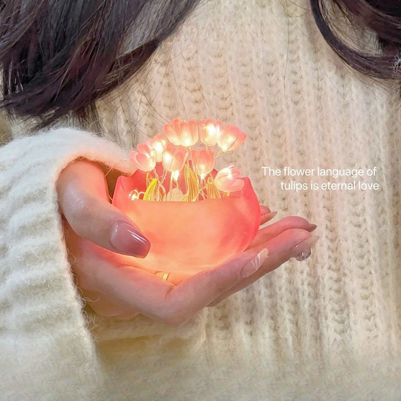 Pumpkin Cup Tulip Night Light DIY Handmade Gift for Girlfriend Valentine's Day Atmosphere Light