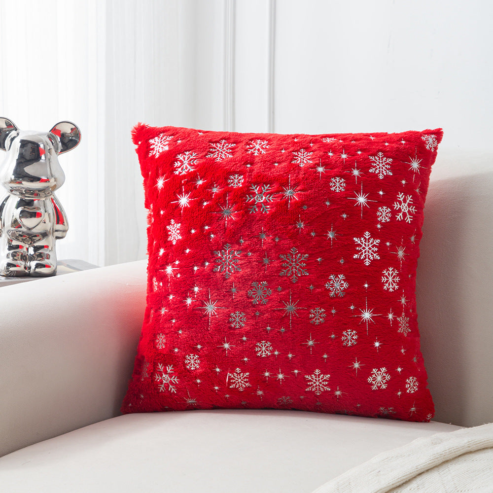Christmas hot-stamping pillow cover with Christmas tree and snowflake silver-stamping, holiday decorative pillow cushion
