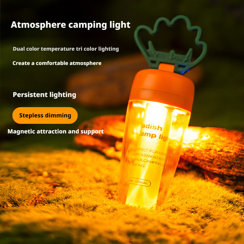 New Camping Light Ultra-Long Battery Life Radish Light Magnetic Camping Light USB Rechargeable Outdoor Tent Night Light